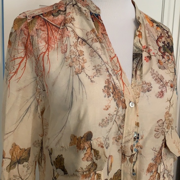 Zara Botanical Print Sheer Blouse - Picture 2 of 2